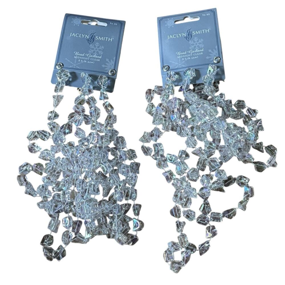 Jaclyn JS Smith Beaded Garland (2) VTG Midnight Clear Sparkle‎ 8 FT Each NWT NEW